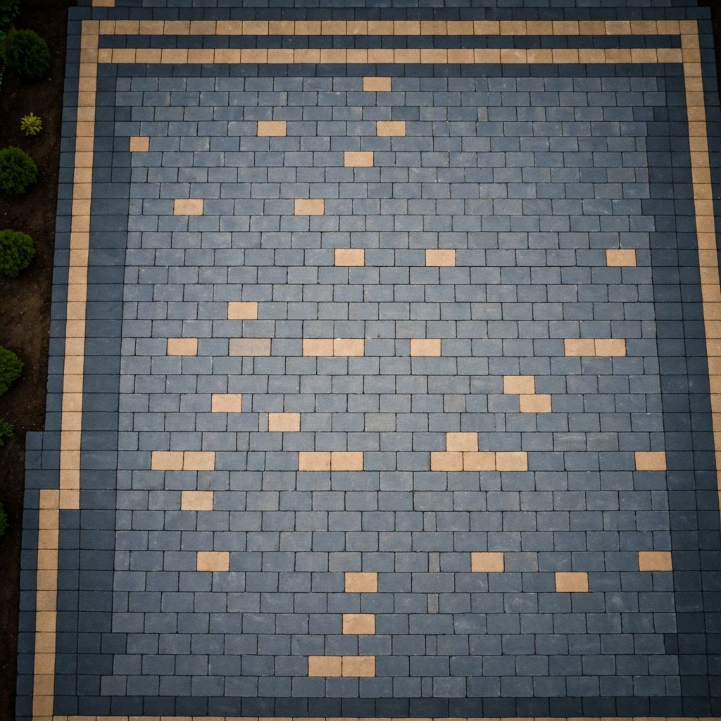 Aerial view of freshly installed pavers in Kanata