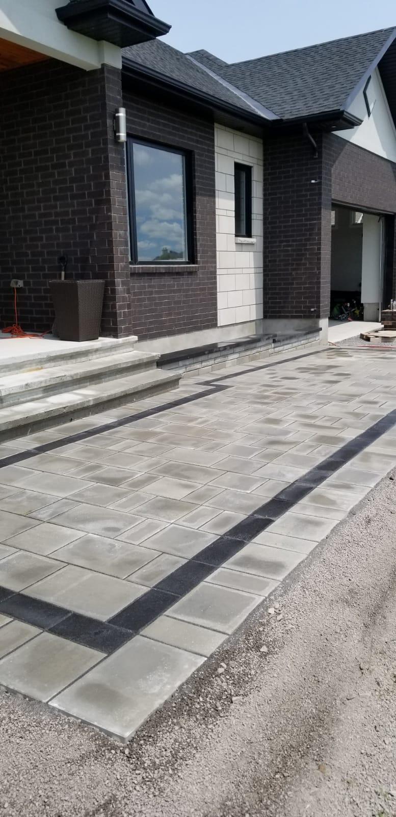 Modern Front Terrace — Driveway