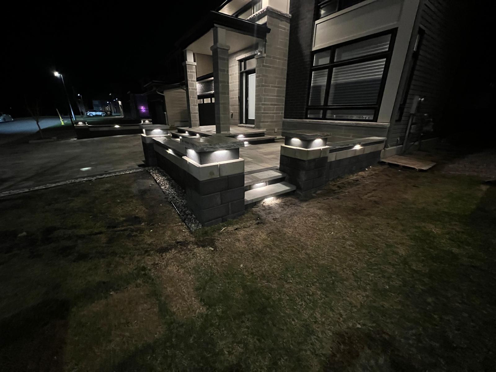 Front Entry Lighting — Retaining wall