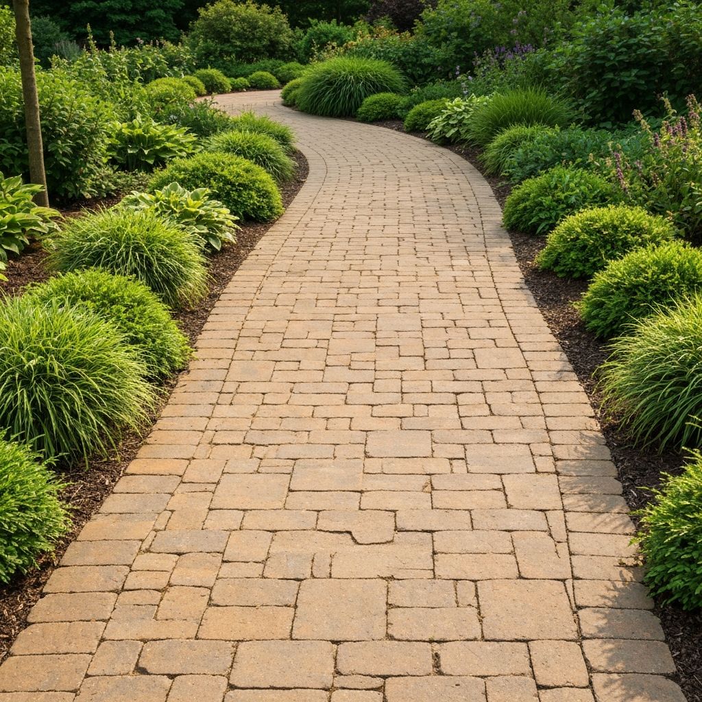 Curved natural stone walkway